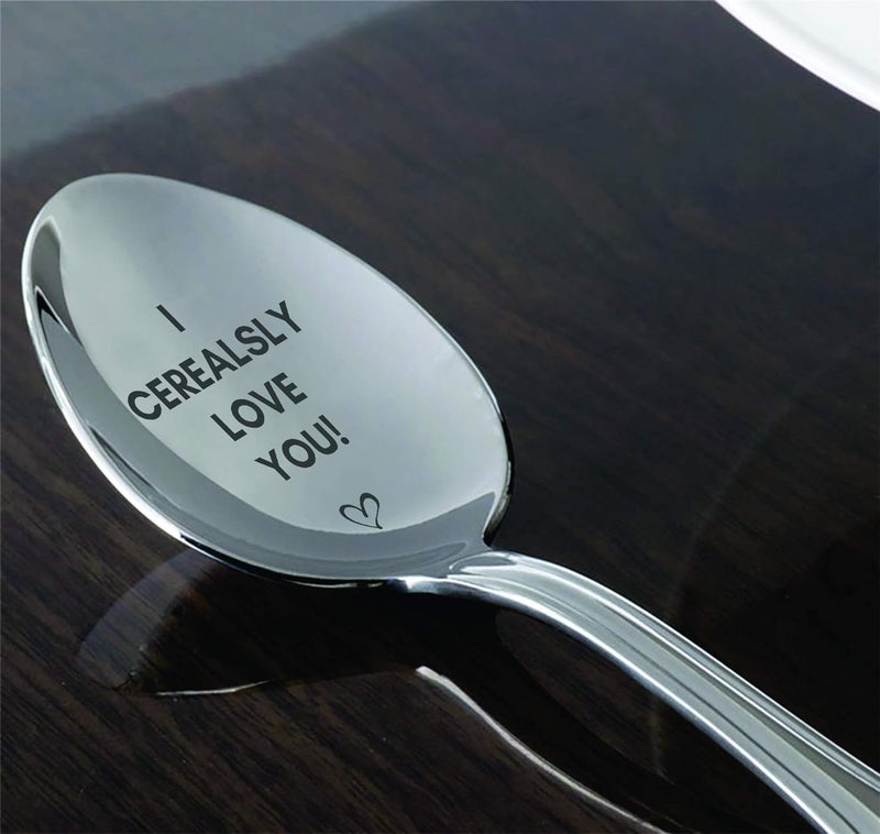 bouti1583 I Cerealsly Love You- Engraved Cereal Spoon | Wedding Present | Unique Cooking Gift | Token Of Love On Special Occasions | Valentine's Day | Birthday Gift | Couple Friendly | Spouse Gifts - 7 inch - Image 3